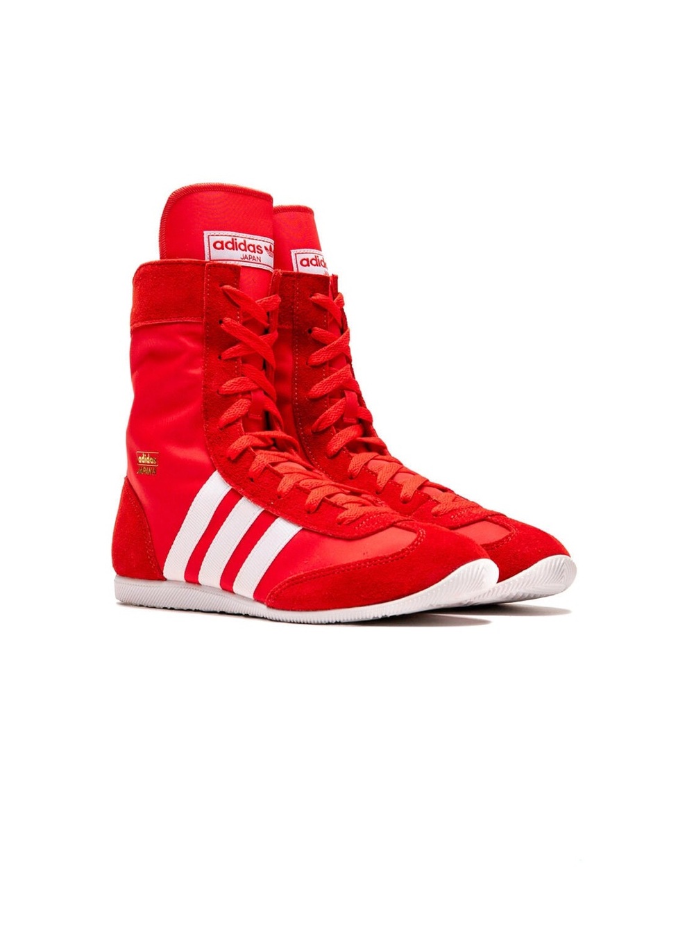 NWOB Adidas Originals Japan Nylon Suede High Red 3 Stripes Boxing Shoe Sz 5.5 US